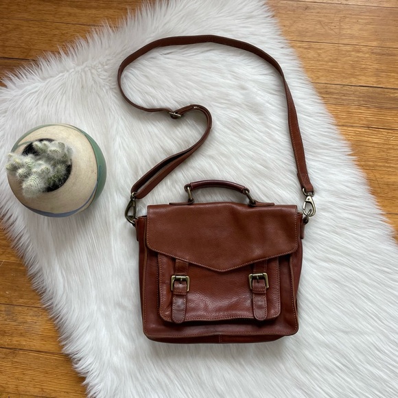 Fat Face Handbags - Fat Face Brown Leather Satchel Crossbody Bag